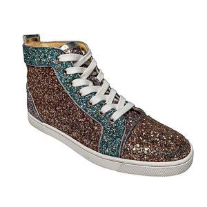 Christian Louboutin Bip Bip Orlato Glitter EU 38 US 8 High Top Lace Up Sneakers